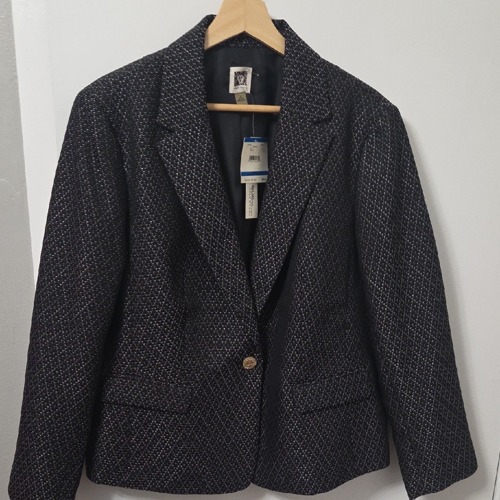 Anne Klein Black/White Tweed Blazer